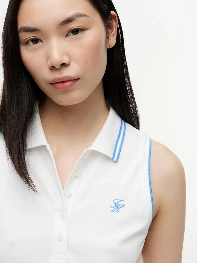 Slim Fit Sleeveless Script Monogram Polo Slim Fit Sleeveless Script Monogram Polo
