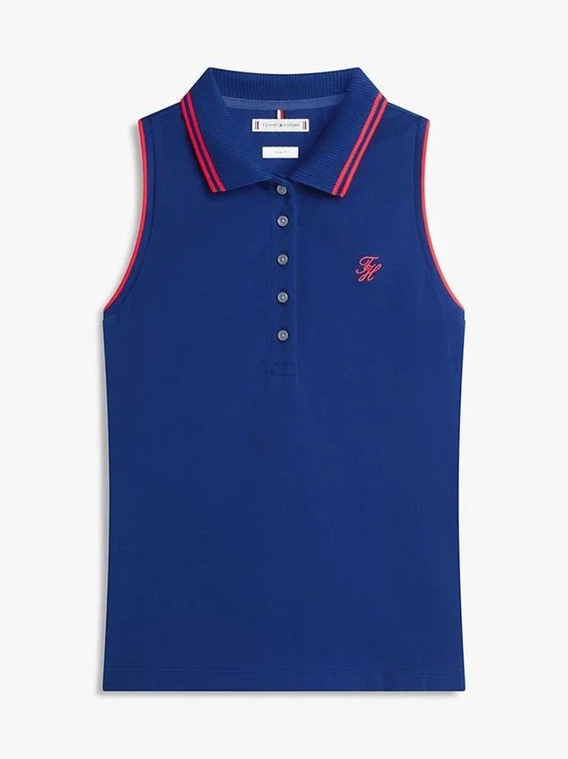 Slim Fit Sleeveless Script Monogram Polo Slim Fit Sleeveless Script Monogram Polo