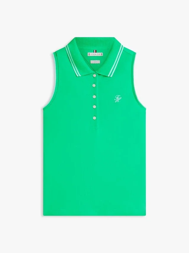 Slim Fit Sleeveless Script Monogram Polo Slim Fit Sleeveless Script Monogram Polo
