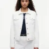 Slim Fit White Stretch-Denim Jacket