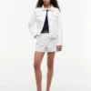 Slim Fit White Stretch-Denim Jacket