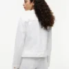 Slim Fit White Stretch-Denim Jacket