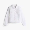 Slim Fit White Stretch-Denim Jacket