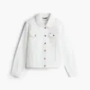 Slim Fit White Stretch-Denim Jacket