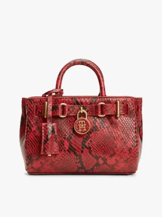 Snake-Embossed Leather Micro Tote Bag