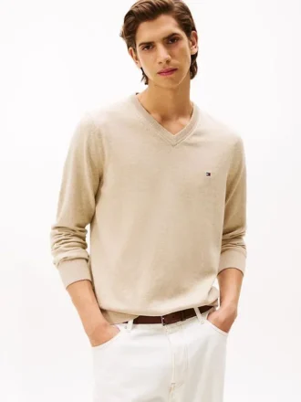 Solid Logo V-Neck Sweater