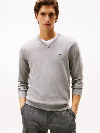 Solid Logo V-Neck Sweater