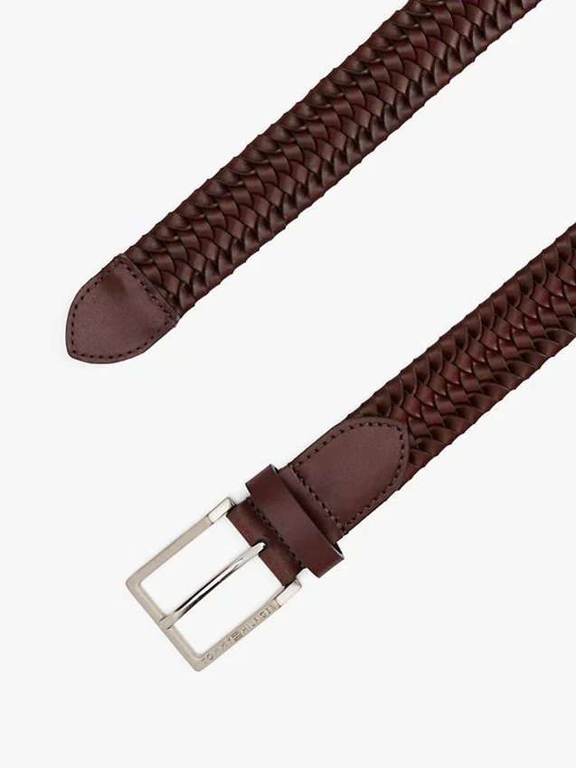 Square Buckle Woven Leather Belt Square Buckle Woven Leather Belt