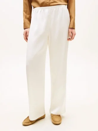Stretch Satin Pull-On Wide-Leg Pant