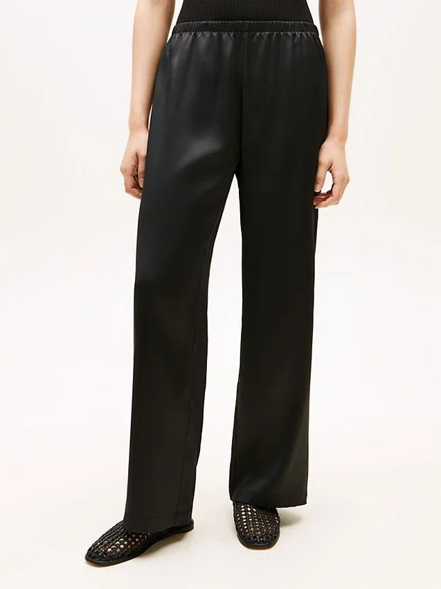 Stretch Satin Pull-On Wide-Leg Pant Stretch Satin Pull-On Wide-Leg Pant