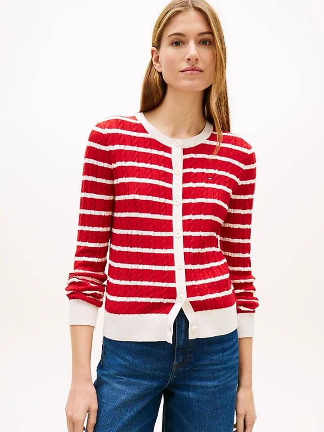 Stripe Cable Knit Cardigan Stripe Cable Knit Cardigan