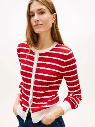 Stripe Cable Knit Cardigan