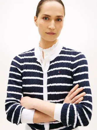 Stripe Cable Knit Cardigan