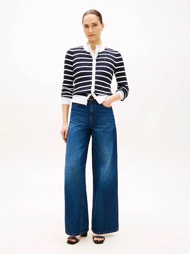 Stripe Cable Knit Cardigan Stripe Cable Knit Cardigan