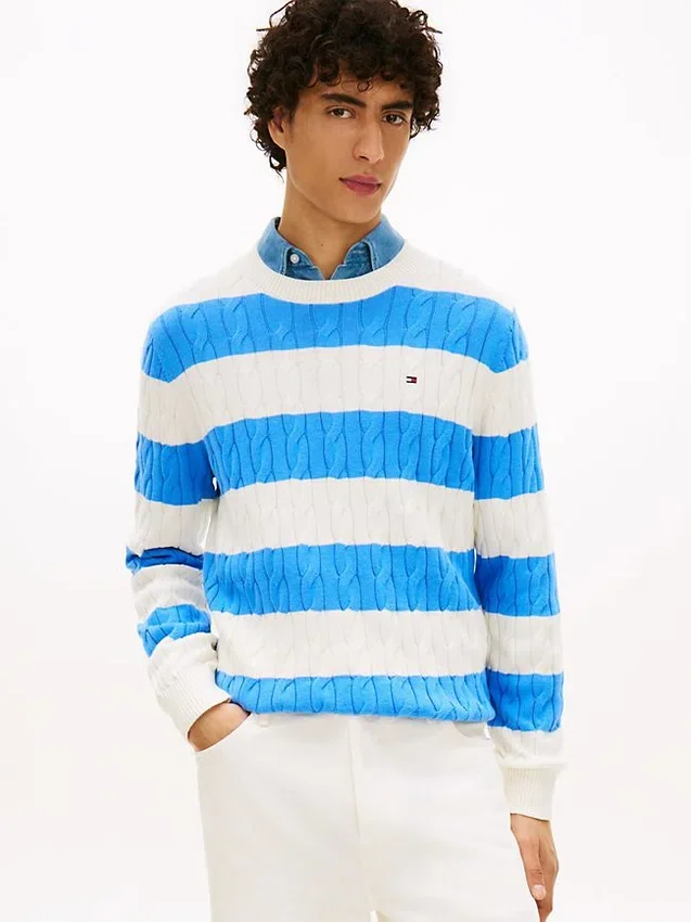 Stripe Cable Knit Sweater Stripe Cable Knit Sweater