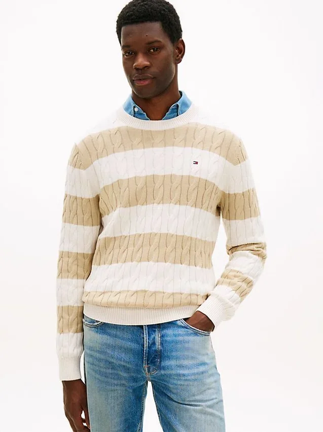 Stripe Cable Knit Sweater Stripe Cable Knit Sweater