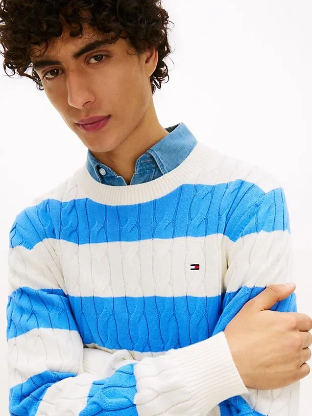 Stripe Cable Knit Sweater Stripe Cable Knit Sweater