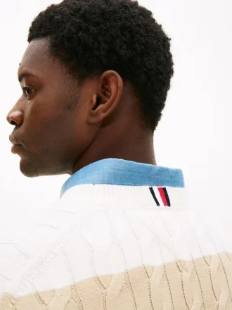 Stripe Cable Knit Sweater