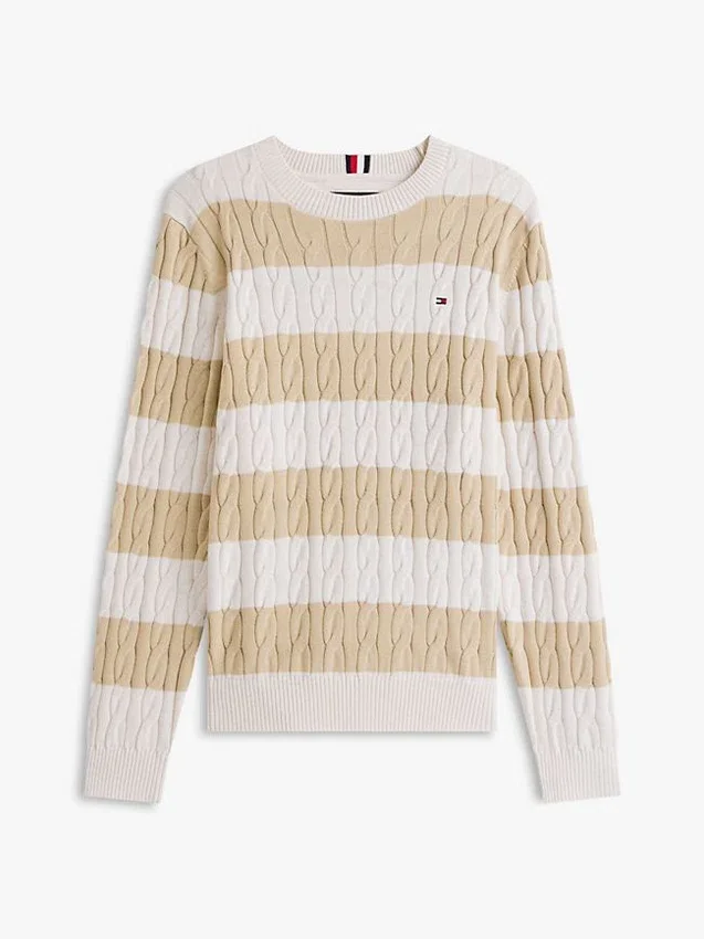 Stripe Cable Knit Sweater Stripe Cable Knit Sweater