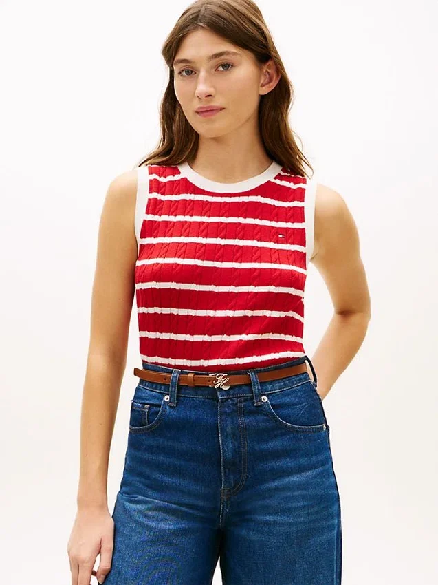 Stripe Cable Knit Sweater Vest Stripe Cable Knit Sweater Vest