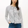 Stripe Cotton Interlock Cardigan T-Shirt