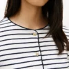 Stripe Cotton Interlock Cardigan T-Shirt