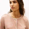 Stripe Cotton Interlock Cardigan T-Shirt