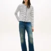 Stripe Cotton Interlock Cardigan T-Shirt
