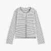 Stripe Cotton Interlock Cardigan T-Shirt