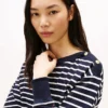 Stripe Gold-Button Boatneck Sweatshirt Stripe Gold-Button Boatneck Sweatshirt