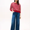 Stripe Gold-Button Boatneck Sweatshirt Stripe Gold-Button Boatneck Sweatshirt