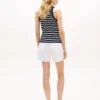 Stripe Gold-Button Henley Tank Top
