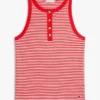 Stripe Gold-Button Henley Tank Top Stripe Gold-Button Henley Tank Top
