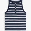 Stripe Gold-Button Henley Tank Top