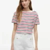 Stripe Gold-Button Interlock T-Shirt Stripe Gold-Button Interlock T-Shirt