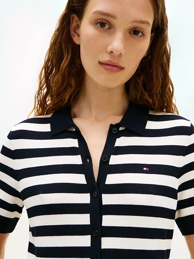 Stripe Lightweight Polo Sweater Dress Stripe Lightweight Polo Sweater Dress