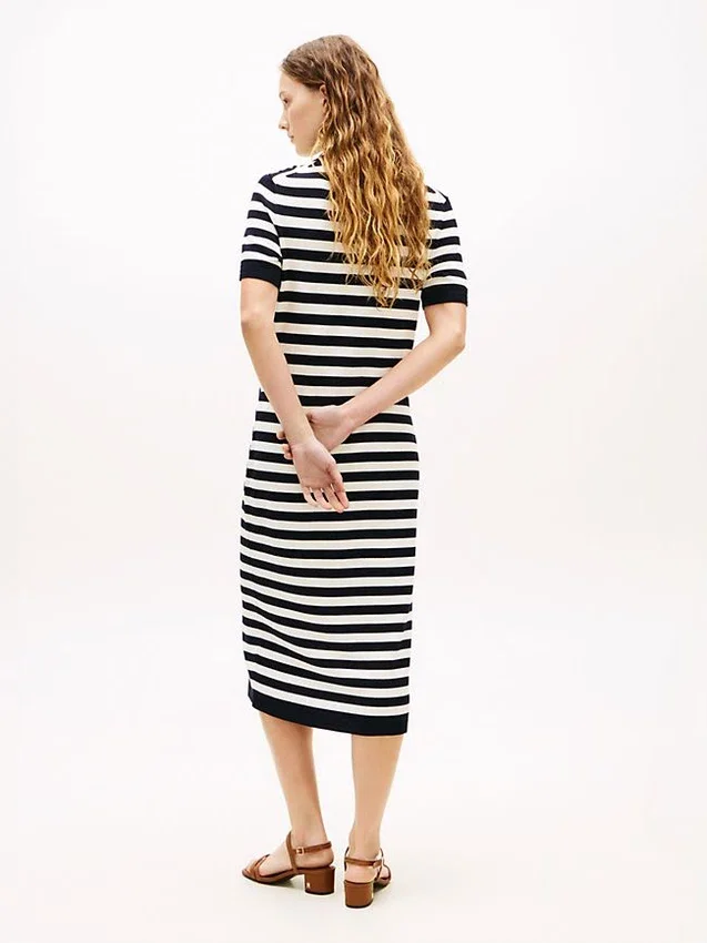 Stripe Lightweight Polo Sweater Dress Stripe Lightweight Polo Sweater Dress