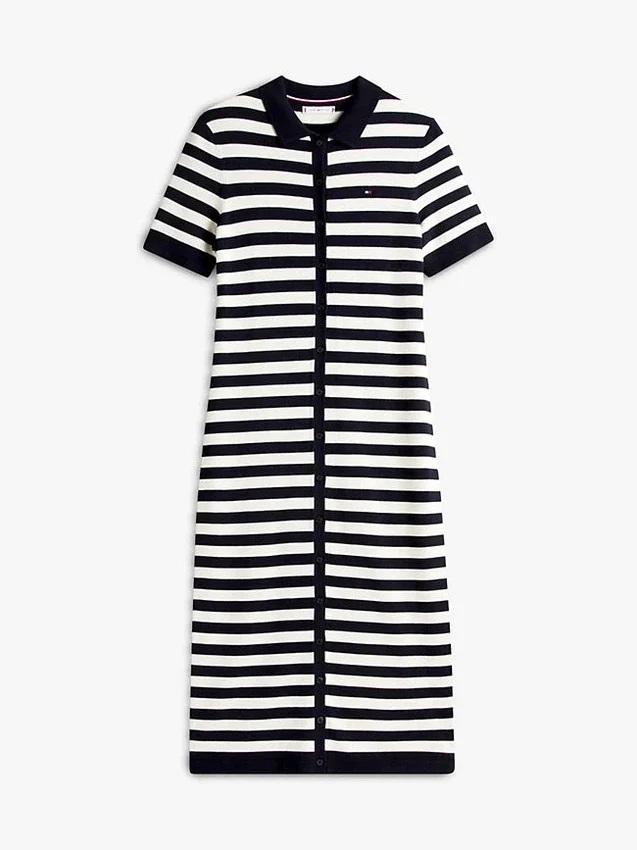 Stripe Lightweight Polo Sweater Dress Stripe Lightweight Polo Sweater Dress