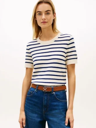 Stripe Lightweight Short-Sleeve Sweater