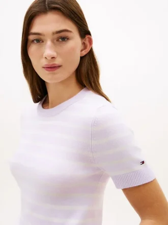 Stripe Lightweight Short-Sleeve Sweater
