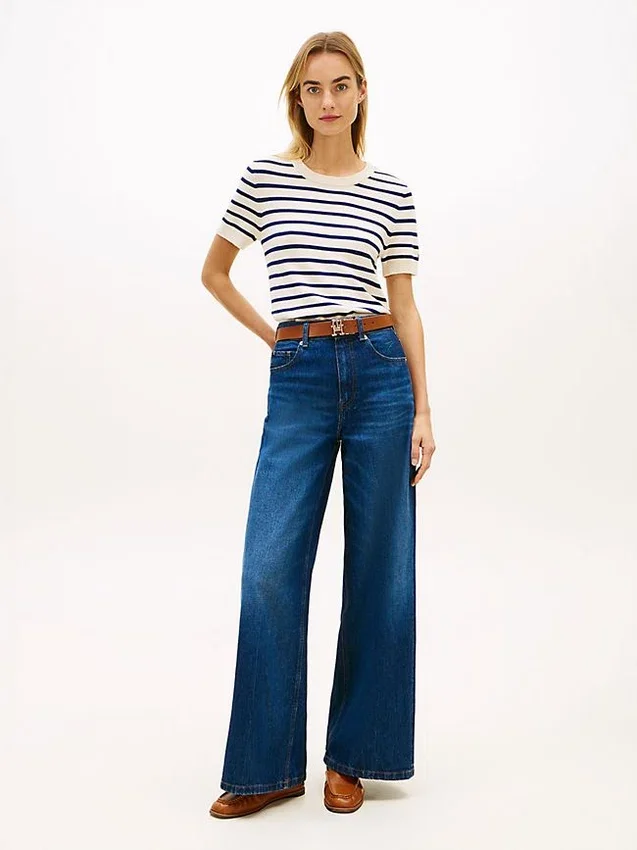 Stripe Lightweight Short-Sleeve Sweater Stripe Lightweight Short-Sleeve Sweater