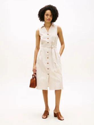Stripe Linen-Cotton Blend Shirtdress