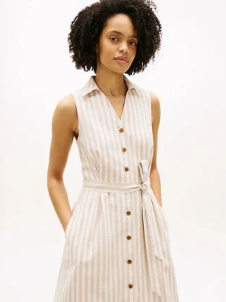 Stripe Linen-Cotton Blend Shirtdress