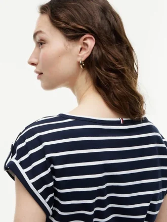 Striped Belted Stretch-Cotton Dress