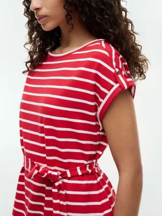 Striped Belted Stretch-Cotton Dress