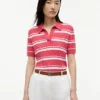 Striped Cable Knit Sweater Polo