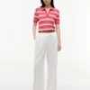 Striped Cable Knit Sweater Polo