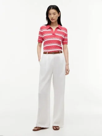 Striped Cable Knit Sweater Polo