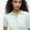 Striped Cable Knit Sweater Polo