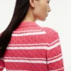 Striped Cable Knit Sweater Polo